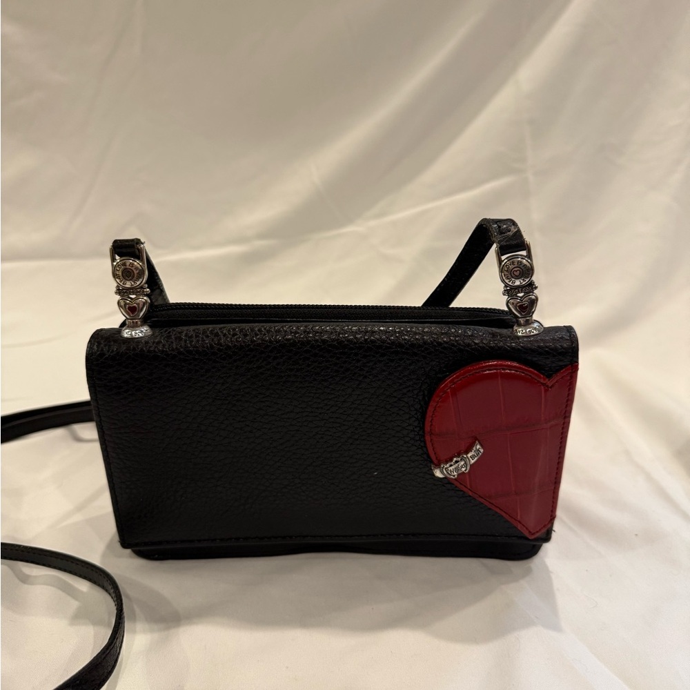 Brighton Black and Red Heart Crossbody Bag